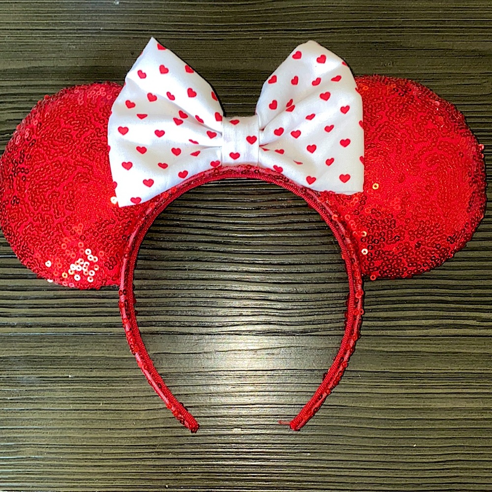 Red with hearts Minnie Ears